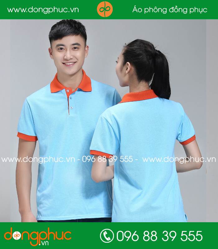 Áo phông màu Xanh phối Cam